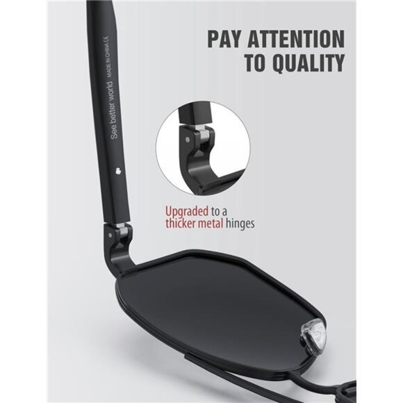 Aviator Sunglasses for Men Square Polarized Polygon Lens - UV 400 - Picture 3 of 7